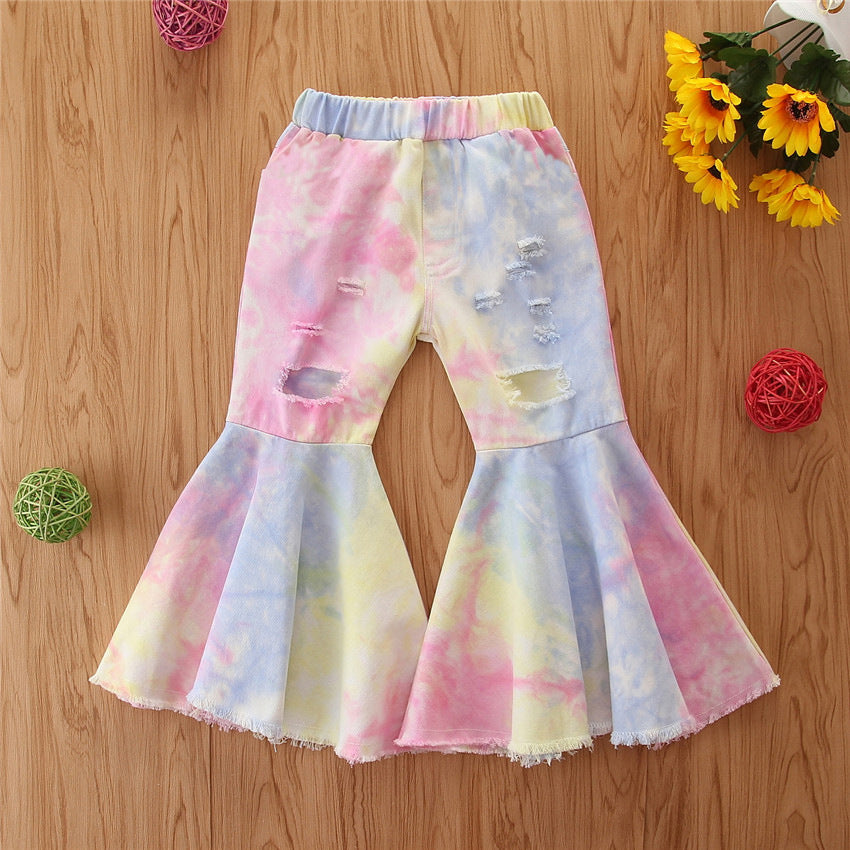 Girls' Stretch Jeans Horn Broken Holes Pants