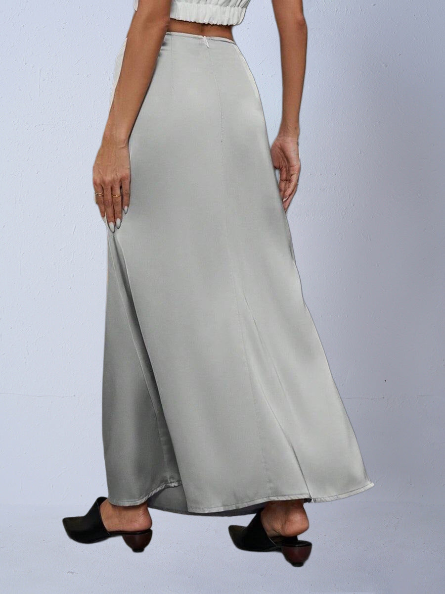 Women's Satin Elegant Lace-up Long Skirt