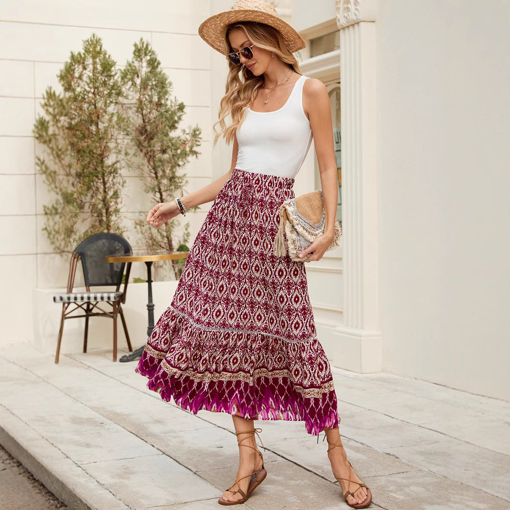 Beachside Maxi Skirt With A Bold Floral Print For Vacation