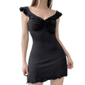 Womens Sexy And Stylish Ruffle-Trimmed Short-Sleeve Dress
