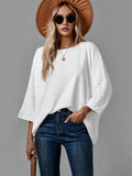 Women's Round Neck Solid Color Casual Pullover T-Shirt