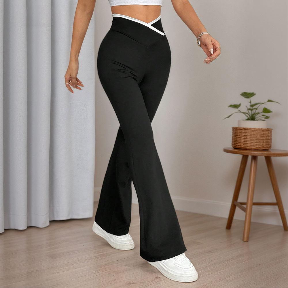 Cross-color High-waisted Women's Slimming Stretch Flare Pants