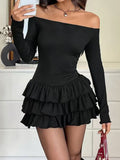 Womens Slim-fit Waist-cinching Pleated Dress