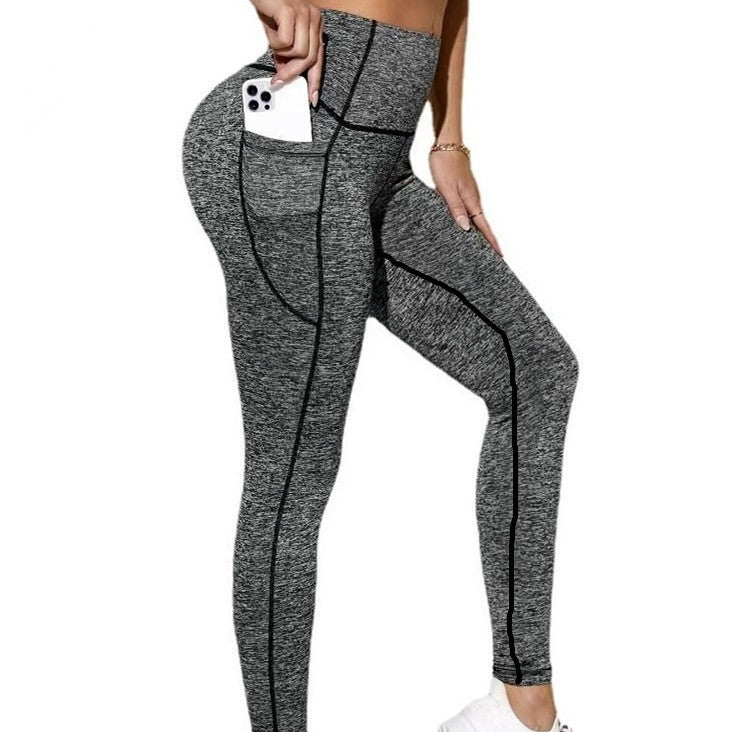 New High-waisted Sexy Slimming Solid-color Leggings For Running And Outdoor Sports