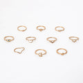 Personality Frosty Wind Love Knotted Moon 10 Piece Rings