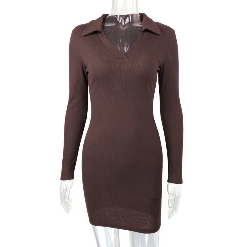 Arrival Mock-neck Rib-knit Slip Dress