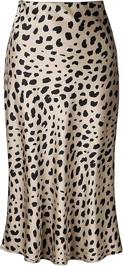 High-waisted Mermaid-style Satin Leopard-print Sheath Skirt