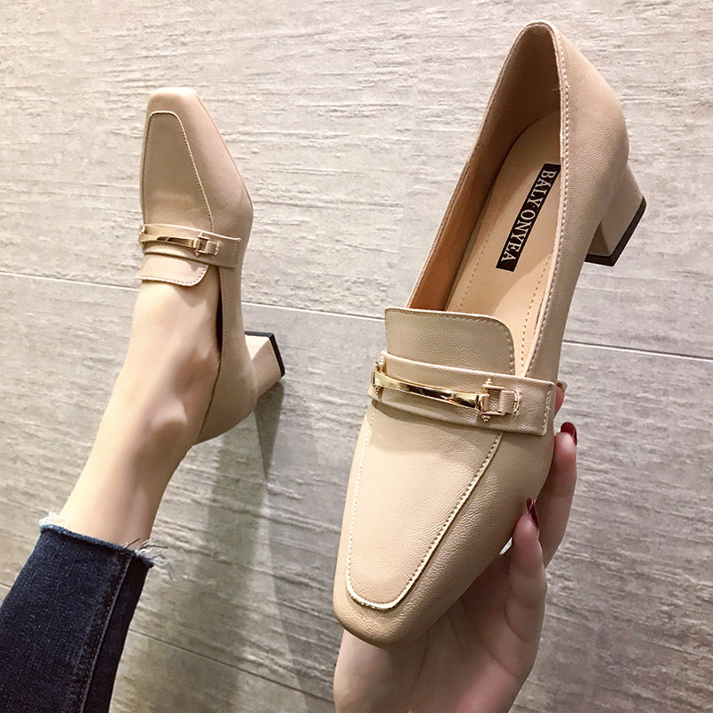 British Style Small Leather Shoes Spring High Heels