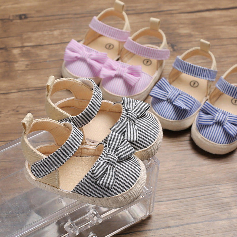 Hai Shenyue Summer 0-1 Year Old Female Baby Shoes Soft Sole Bow Princess Baby Toddler Shoes