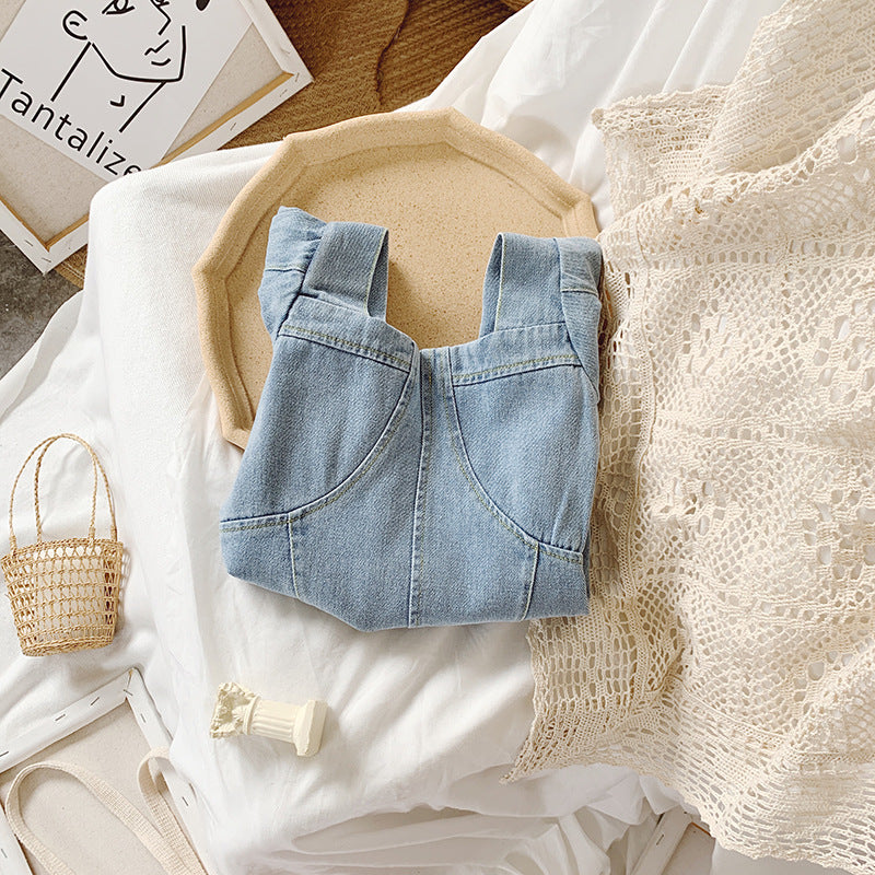 Girls' Dresses Fashion Square Collar Denim