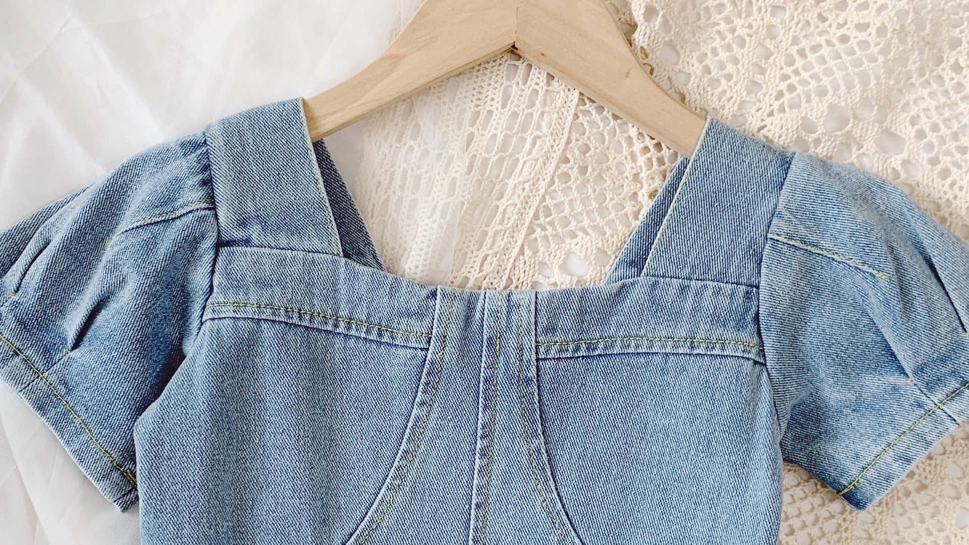 Girls' Dresses Fashion Square Collar Denim