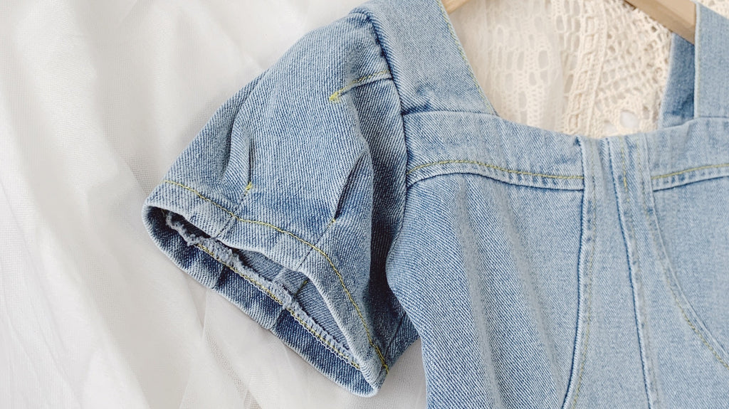 Girls' Dresses Fashion Square Collar Denim