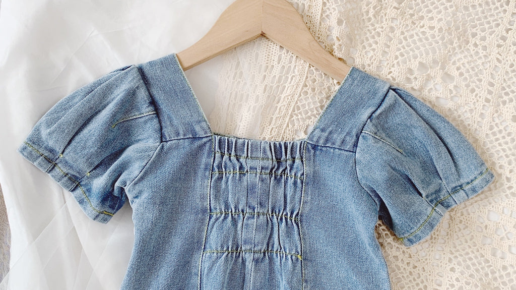 Girls' Dresses Fashion Square Collar Denim