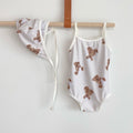 Cute Cartoon Print Children's Swimsuit With Hat