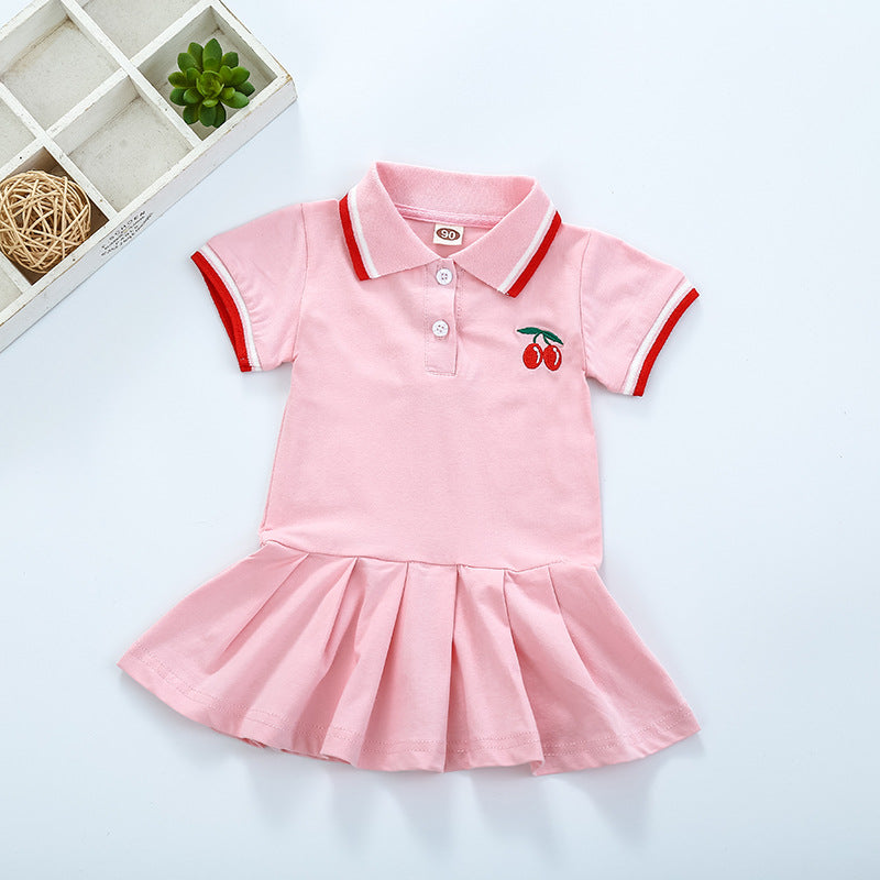 Short Sleeve Pleated Skirt New Girl''s  Skirt Girl''s Dress