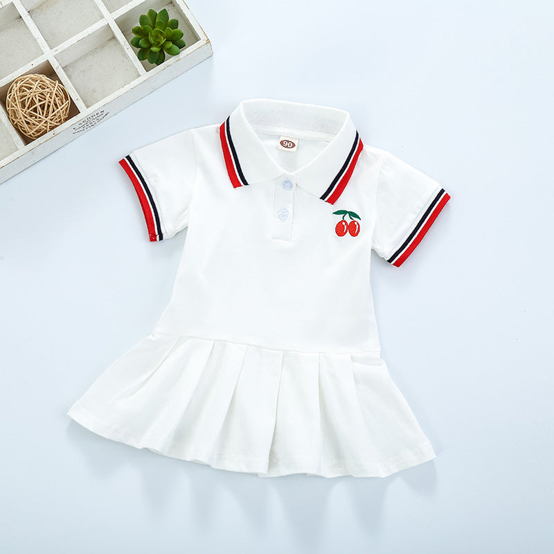 Short Sleeve Pleated Skirt New Girl''s  Skirt Girl''s Dress