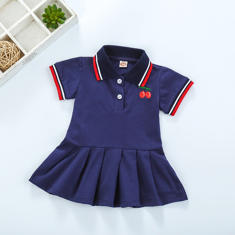 Short Sleeve Pleated Skirt New Girl''s  Skirt Girl''s Dress