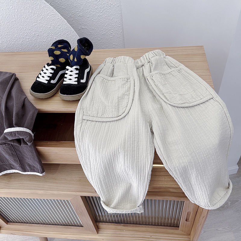 Girls Cotton And Linen Casual Pants,