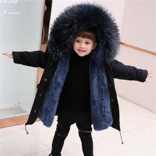 Children's Jackets Girls'Big Fur Collar