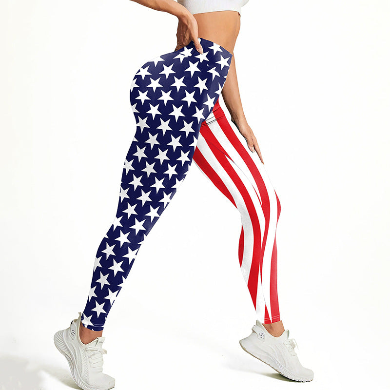 High-waisted Butt-lifting Plaid-printed Women's Fitness Leggings
