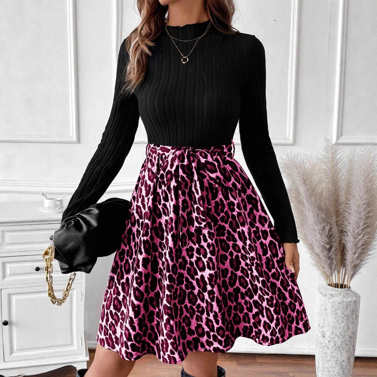 Retro Flare A-Line Elegant Casual Long-Sleeve Dress