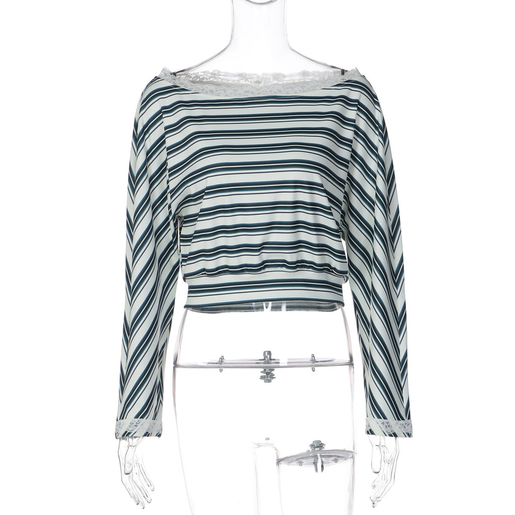 Women's Fashion Lace-trimmed Knitted Top