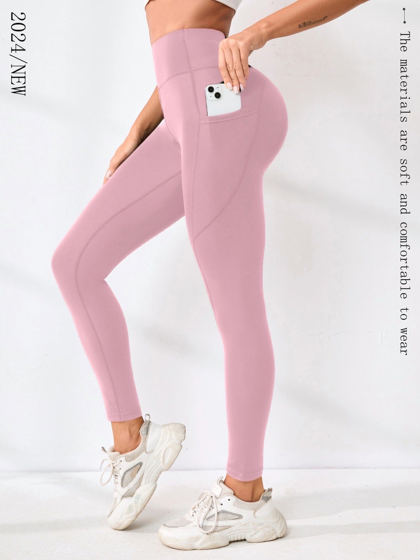 New High-waisted Sexy Slimming Solid-color Leggings For Running And Outdoor Sports