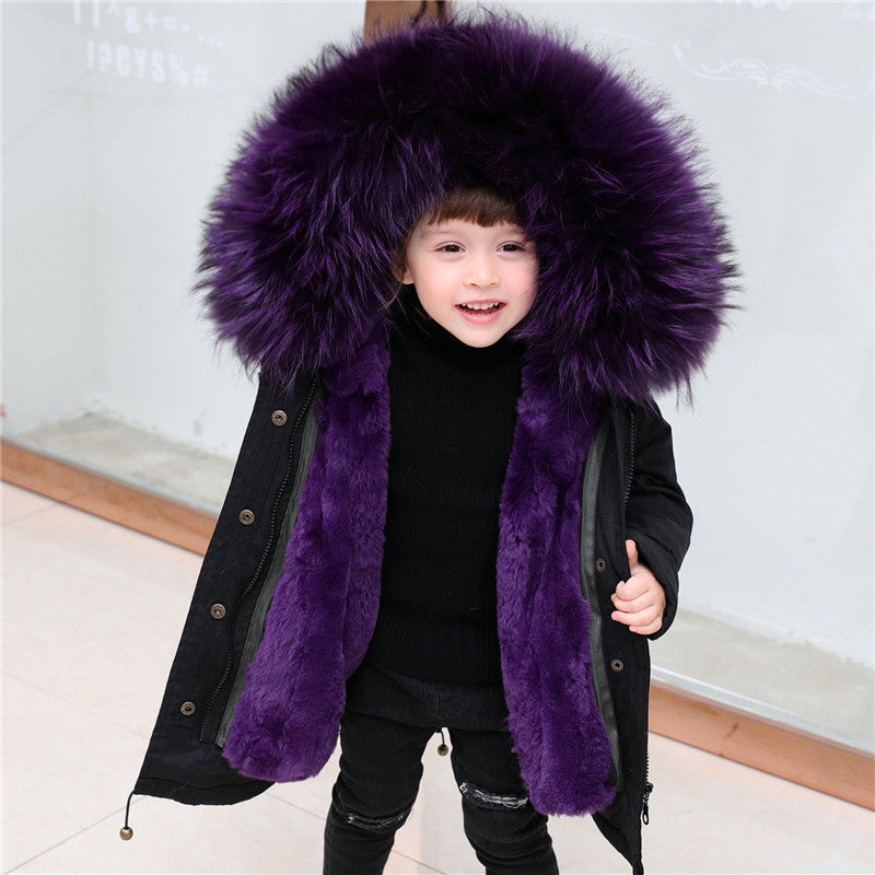 Children's Jackets Girls'Big Fur Collar