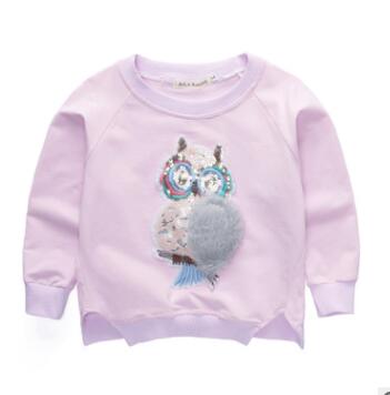 Dreamdoll new spring clothes baby long-sleeved t-shirt cartoon three-dimensional owl sequins Animal skins fashion design brand