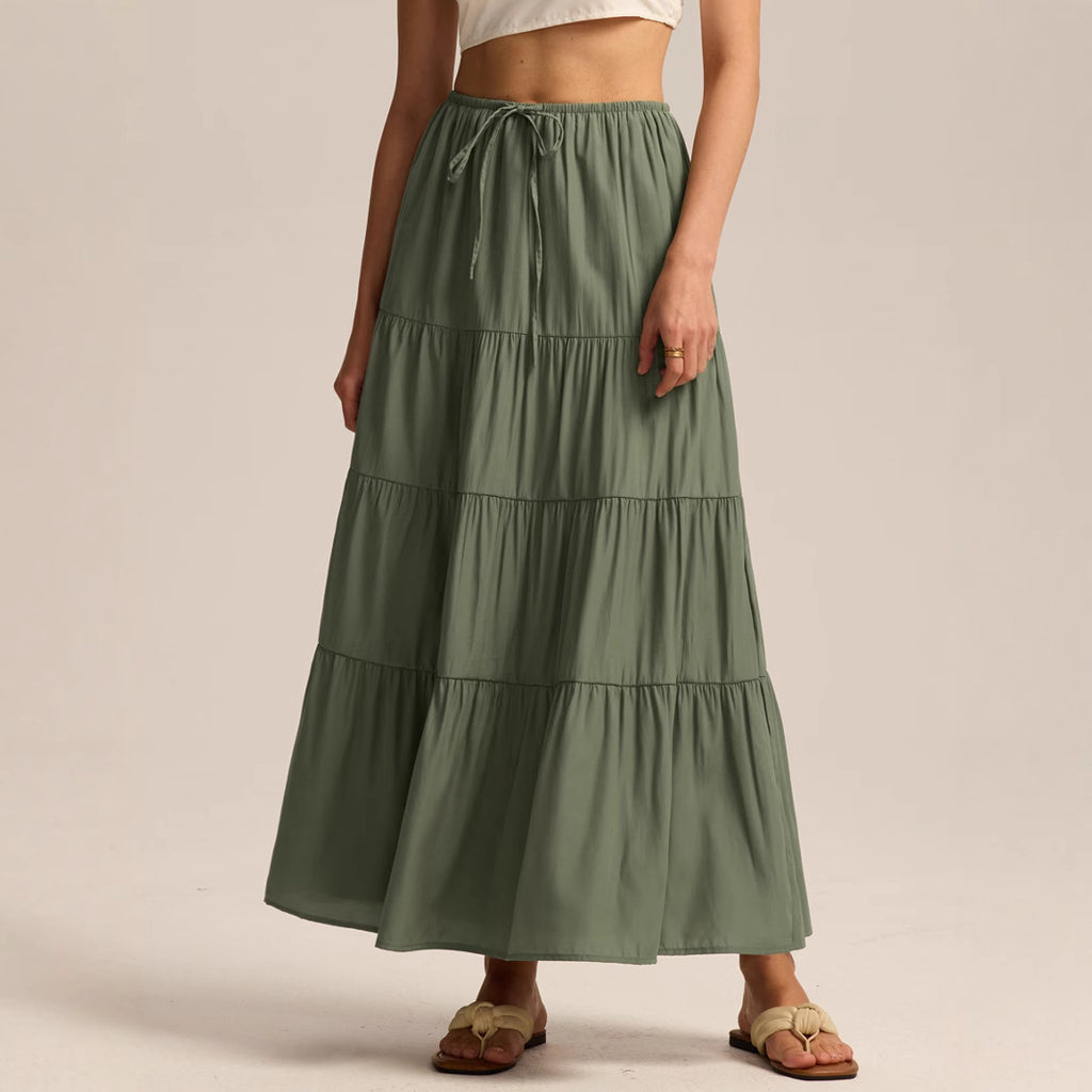 High-waisted Elastic-waist  Skirt