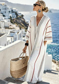 Five-point Sleeve Long Patch Pocket Kaftan Dress