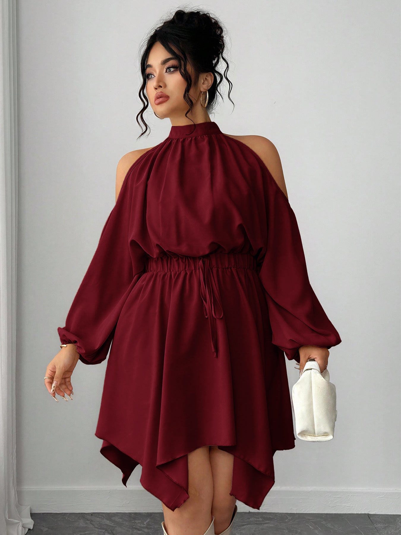 Long Sleeve Solid Color Autumn Dress
