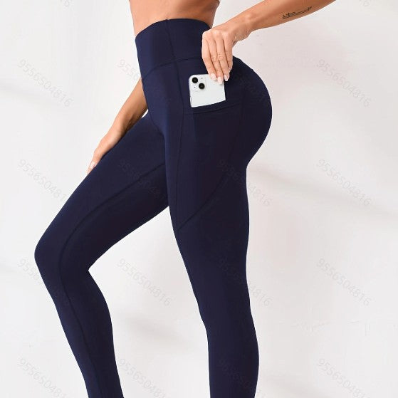 New High-waisted Sexy Slimming Solid-color Leggings For Running And Outdoor Sports