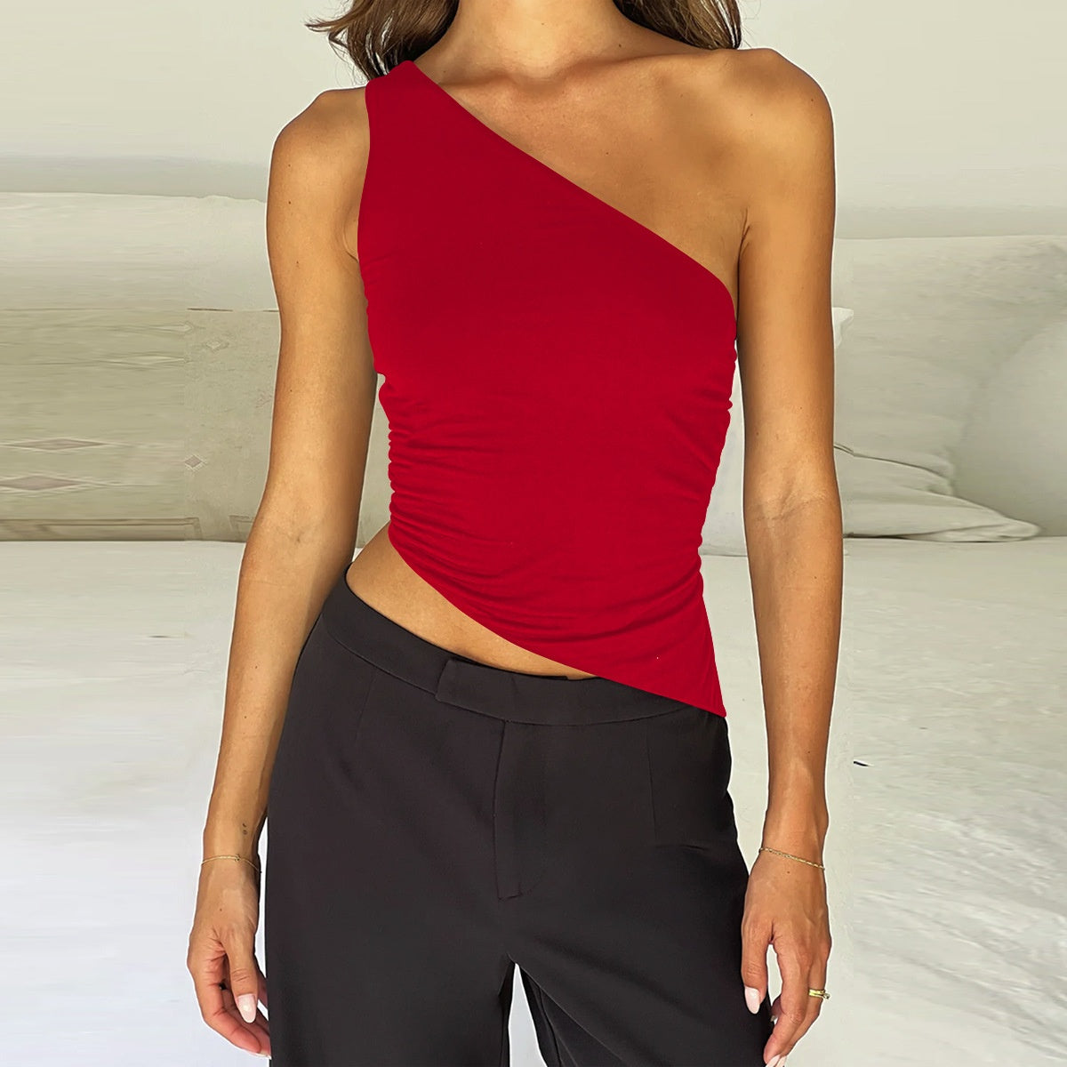 Cross-border Hot-selling Off-shoulder Back-tie Short Top