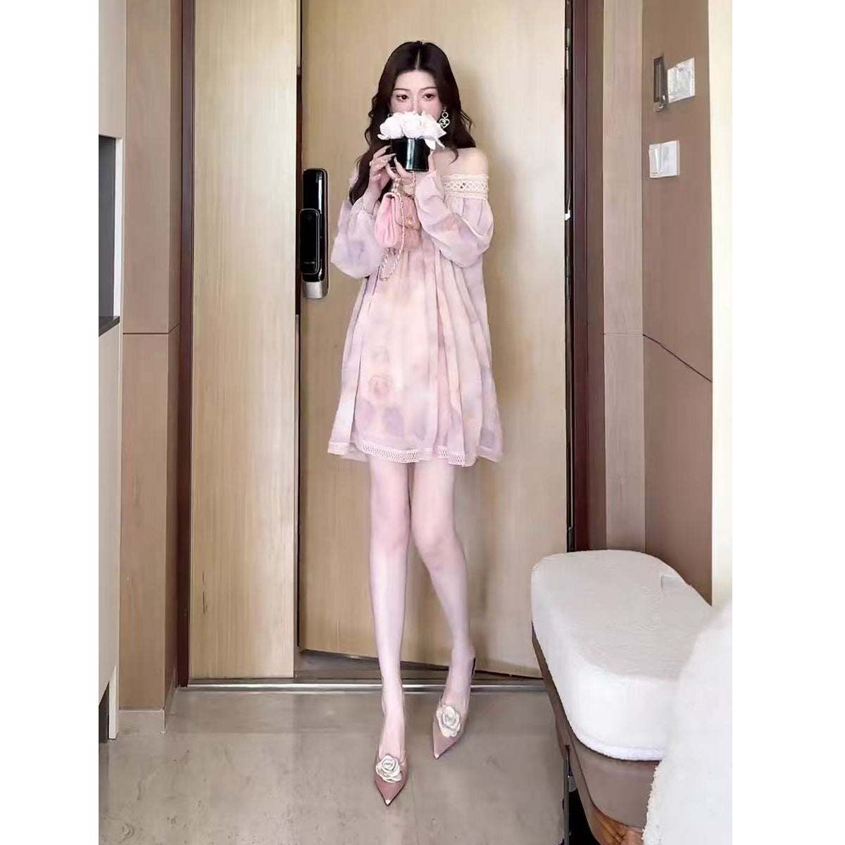 Women's Sexy Cinched Waist Floral Dress