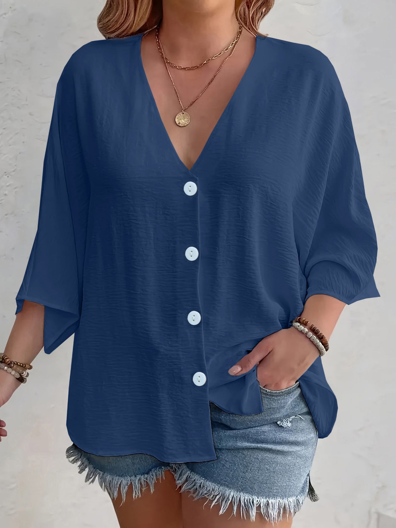 Ladies' Fashion Solid Color Button Cardigan Long Sleeve