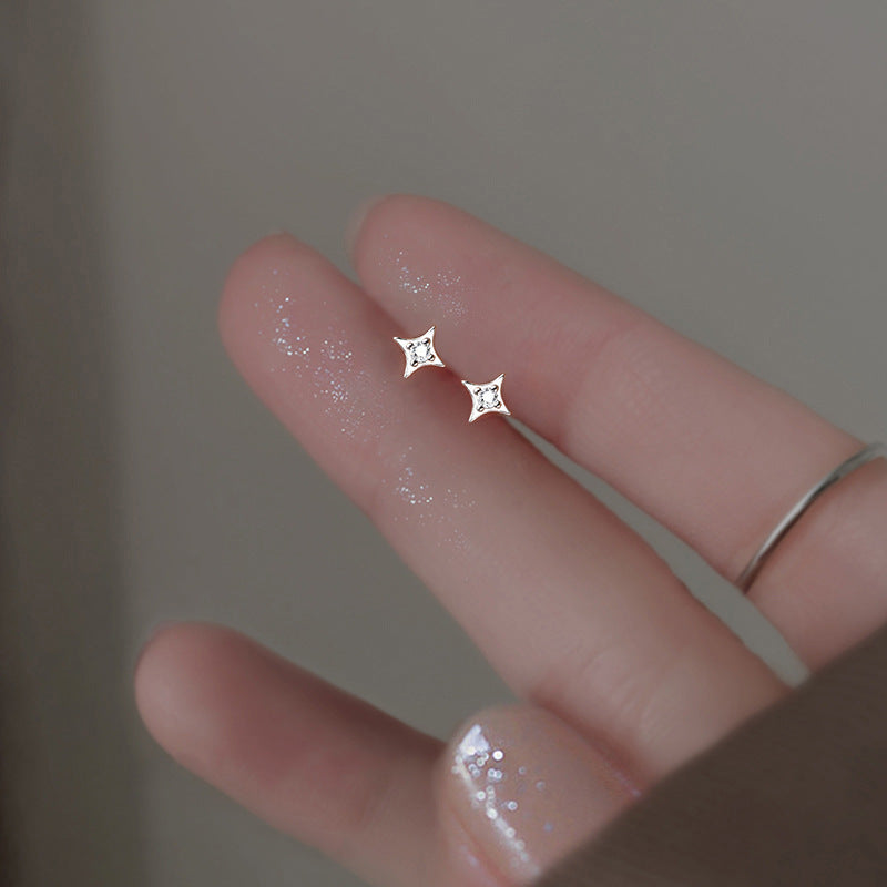 Sterling Silver Star Stud Earrings Women