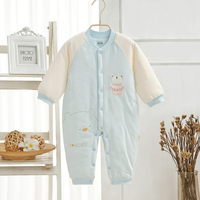 Spring And Autumn Baby Quilted Jumpsuit Three Layers Warm