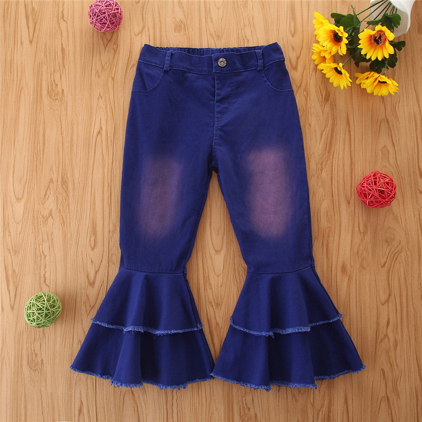 Girls' Stretch Jeans Horn Broken Holes Pants