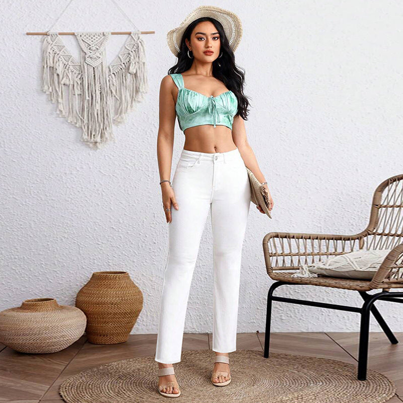 Plus Size White Cropped Straight