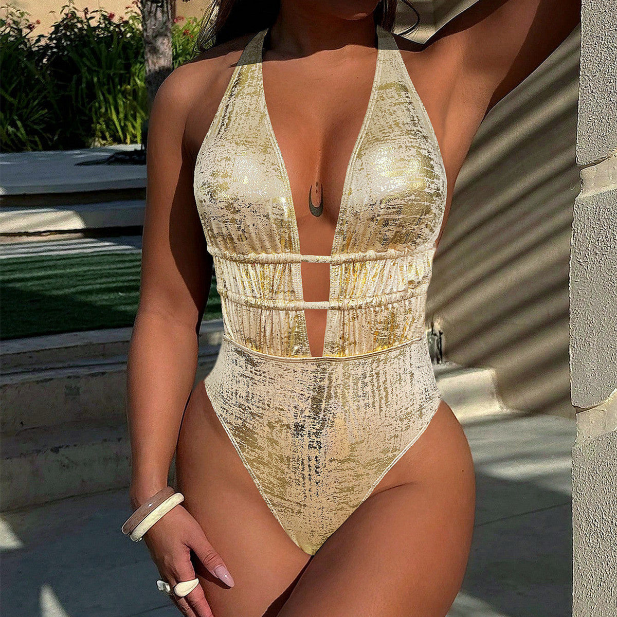 Womens Cutout Figure-Flattering Sexy One-Piece Swimsuit