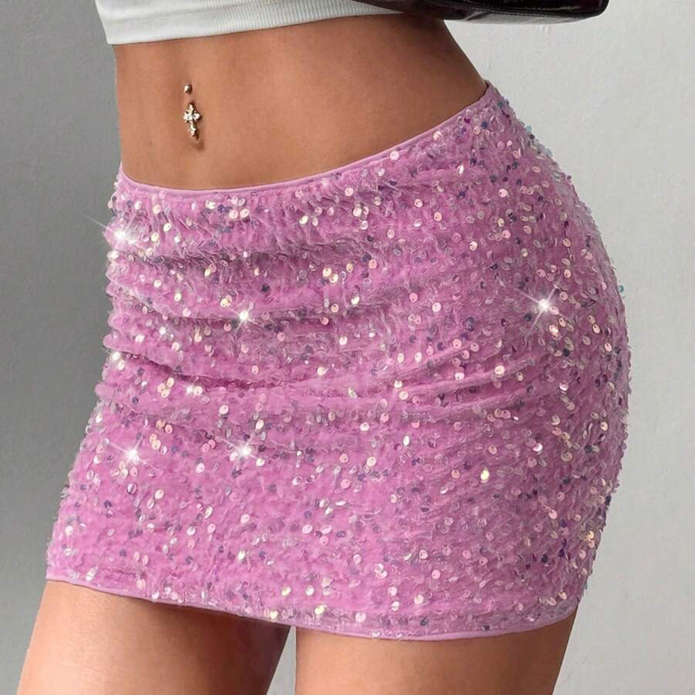 Women's Casual Versatile Sequins Fashionable Beaded Sheath Skirt