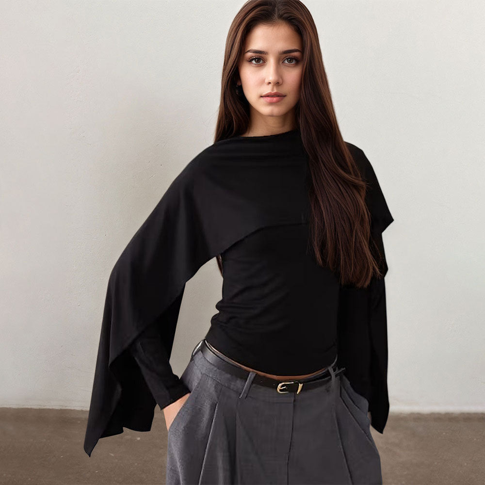 Fashion Dark High-End Cape Sleeve Women's Top