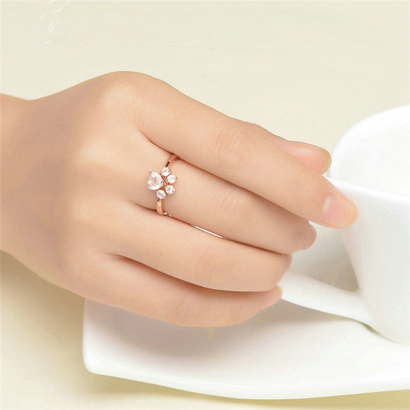 European And American Rings Rose Gold Footprints