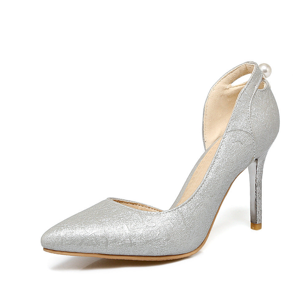 Pointed high heels side hollow stiletto shoes