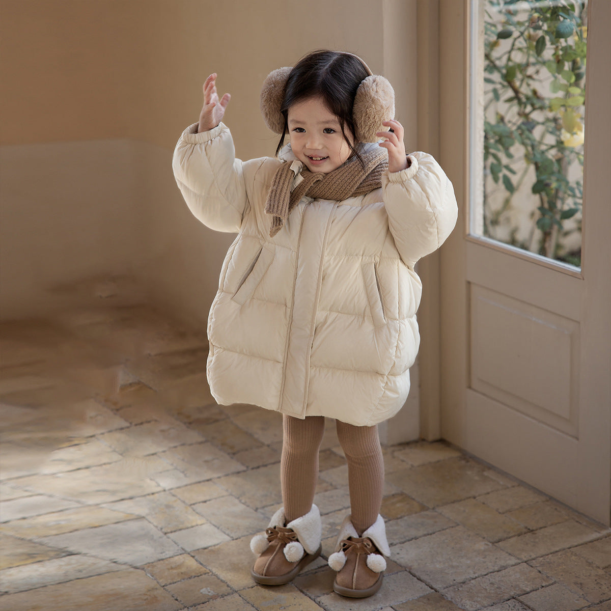 Baby Down Cotton-padded Clothes For Girls Thickened Style Western Style