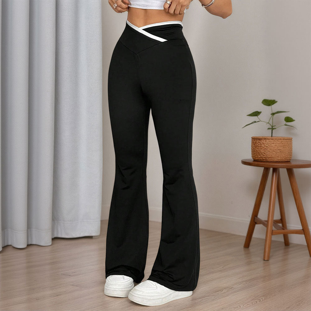 Cross-color High-waisted Women's Slimming Stretch Flare Pants