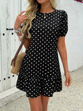 Womens Fashionable Slim-Fit Casual Polka-Dot Dress