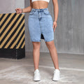 Womens Stretchy Slit Denim Skirt