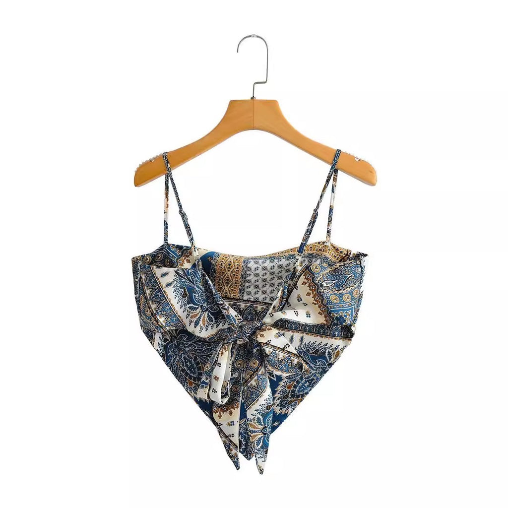 Women's Satin Print One-shoulder Vest Bustier